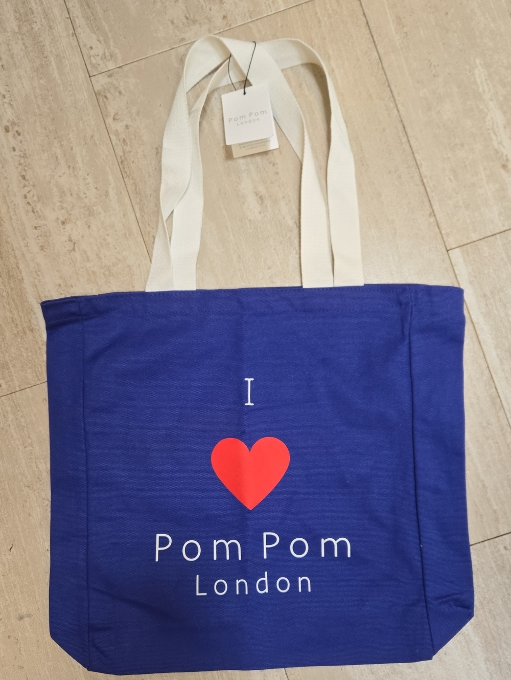 New I ♥️ Pom Pom London Dazzling Blue Canvas Tote Bag